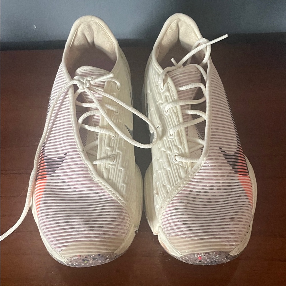 Beige and Orange Athletic Shoes